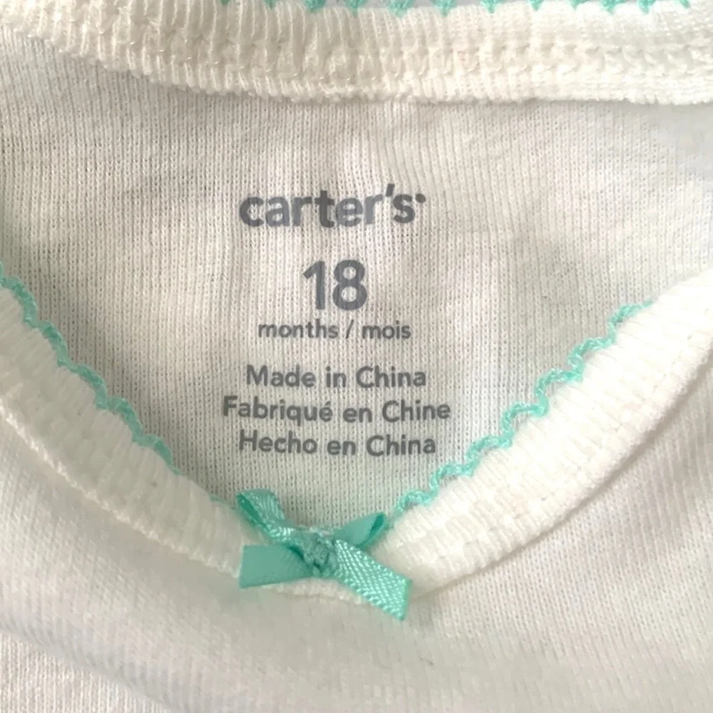 Carters 18m Baby Girl Summer Outfit Teal Polka Dot Shorts White Onesie Kids